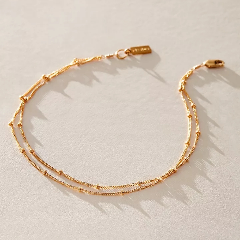 Anthropologie Layered Gold Satellite Chain Bracelet